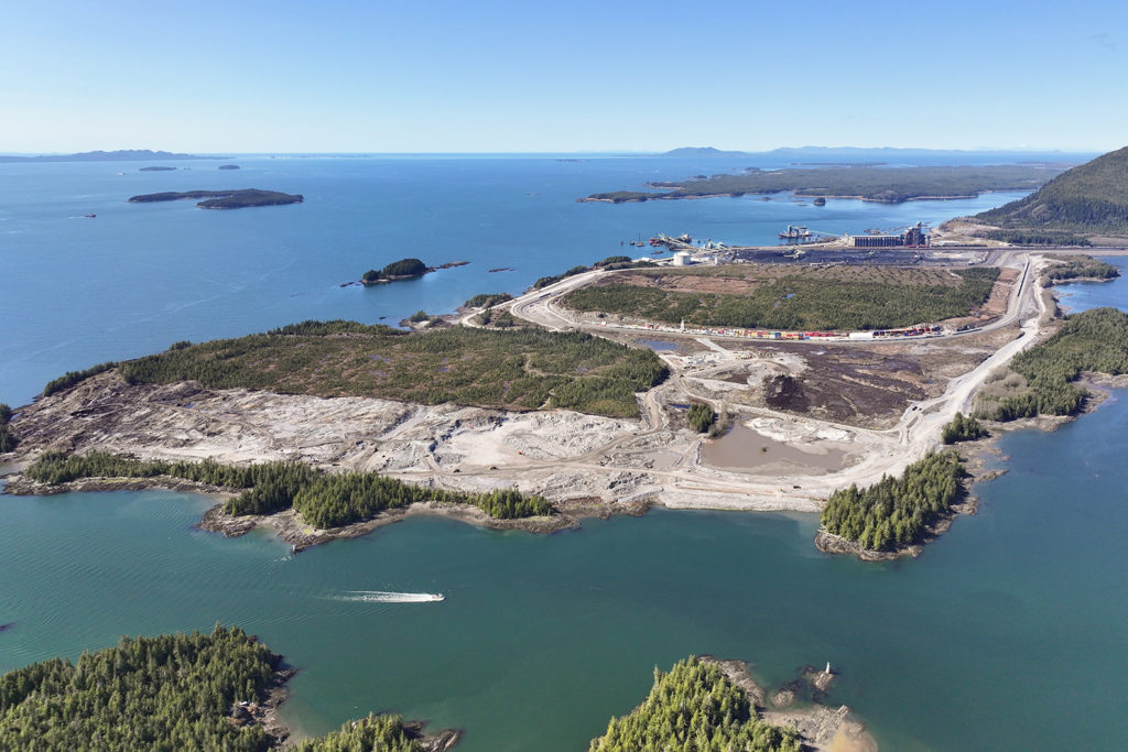 Drone image of Ridley Island construction site