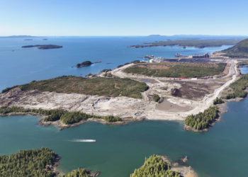Drone image of Ridley Island construction site