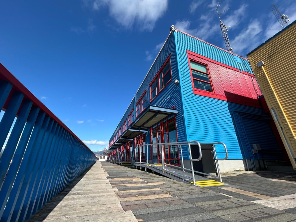 PRPA's Atlin Terminal boardwalk with accessibility ramp to local businesses